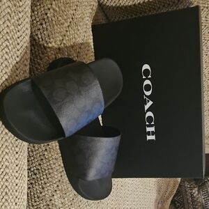 Coach Signature Black Slide Sandals